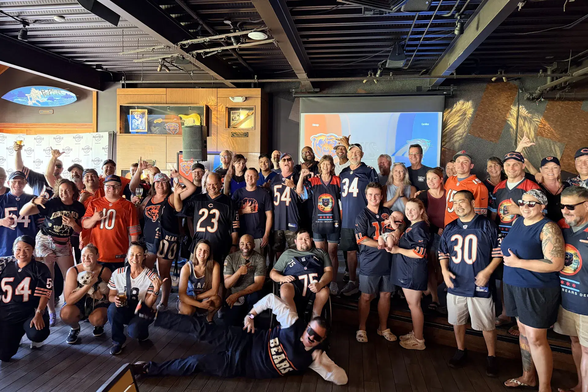 Packed Bears crowd at Hard Rock Cafe Waikiki — Bears 59, Panthers 37